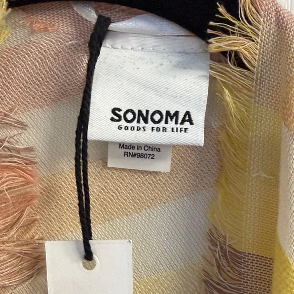Sonoma Cream Shawl with Yellow and Brown Stripes - Picture 2 of 6